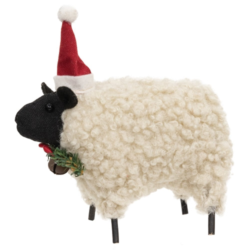 Stuffed Standing Primitive Santa Hat Sheep Sheep - 3.5"H