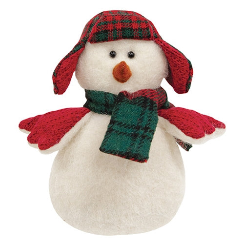 Stuffed Red & Green Plaid Hat Snow Bird