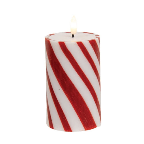 Candy Cane LED Timer Pillar - 6"H