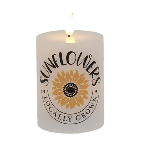 Locally Grown Sunflowers LED Pillar Candle 3"x4"