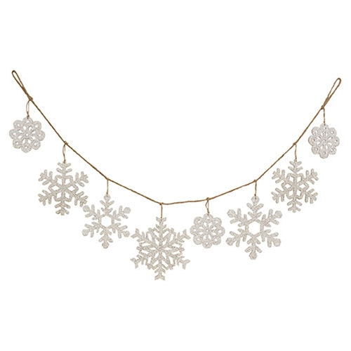 Glittered Jumbo Snowflake Garland - 48"L