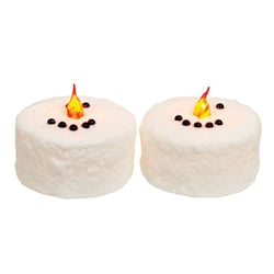 2/Set - Snowman Face Wax LED Timer Tealights