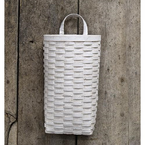 Whitewash Half Moon Wall Basket 14x8