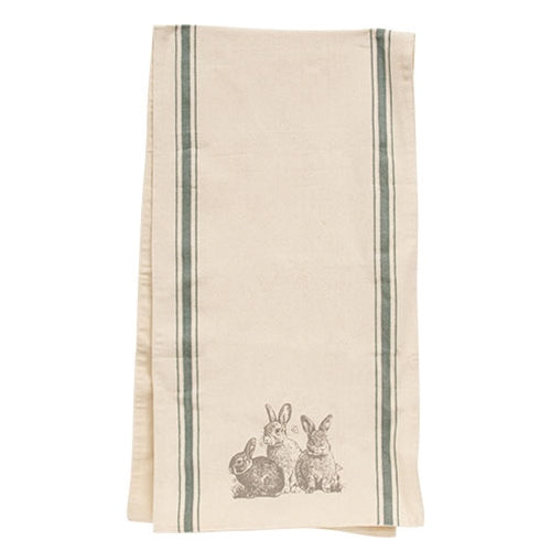 Baby Bunny Trio Slate Feed Sack Stripe Runner