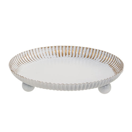 Antiqued White & Gold Raised Tart Pan - 6" dia