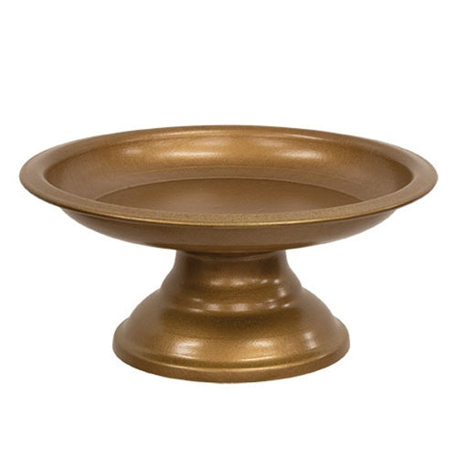 Antiqued Gold Candle Pedestal - 6.75" dia x 3"H
