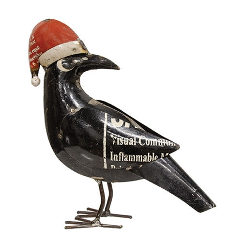Vintage Metal Santa Hat Crow
