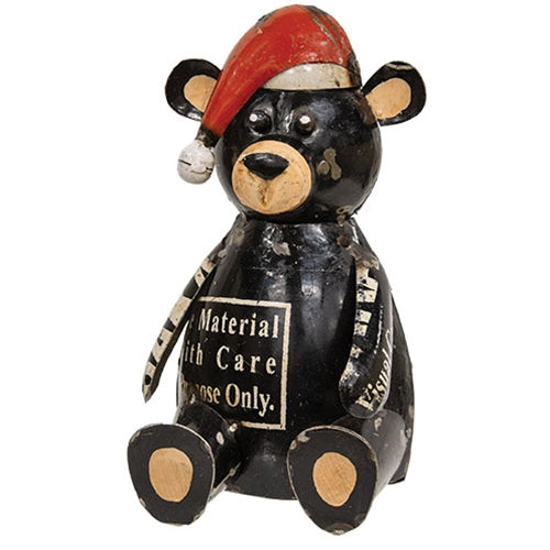 Vintage Metal Sitting Santa Hat Bear