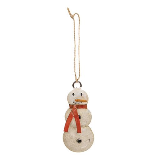 Vintage Metal Snowman w/Scarf Ornament