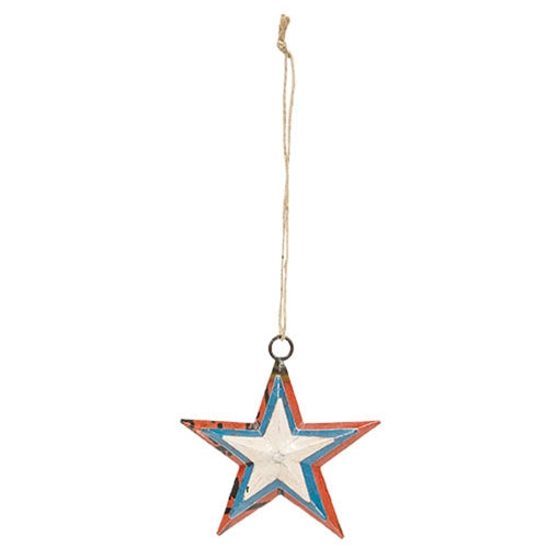 Recycled Metal Layered Americana Star Ornament - 4.5"