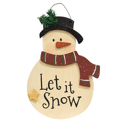 Wooden Let It Snow Hanging Snowman