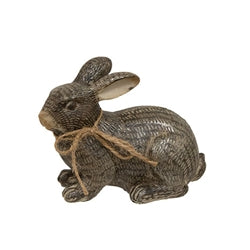 2/Set - Carved Look Hatch Mark Bronze Finish Resin Bunnies