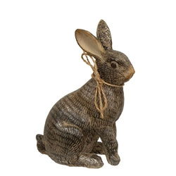 2/Set - Carved Look Hatch Mark Bronze Finish Resin Bunnies