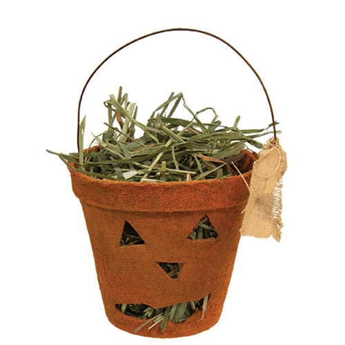 Jack O Lantern Planter w/Prairie Grass - 3"H