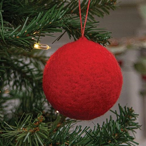 Felted Red Ball Ornament