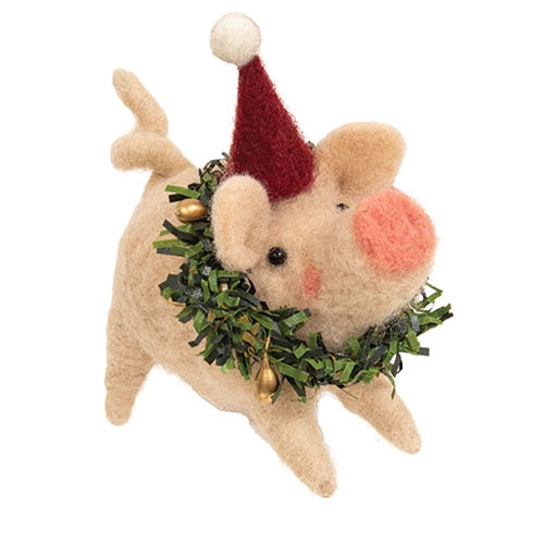 Christmas Wreath Pig Felted Ornament
