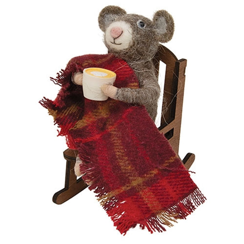 Cozy Rocking Chair Mouse Felted Ornament