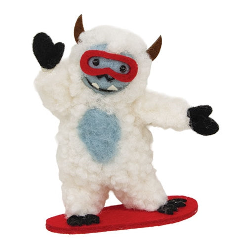 Snowboarding Yeti Felted Ornament
