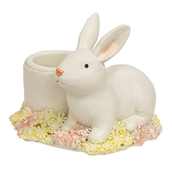 Resin Bunny & Flowers Taper Holder - 2 Asstd.