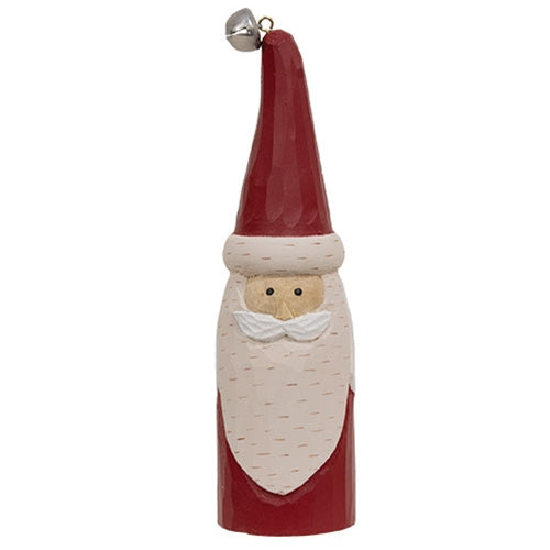 Carved Wood Jingle Bell Santa - 9"H