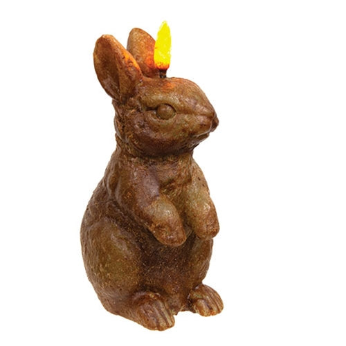 Battery Operated Glow Flame Bunny - Brown