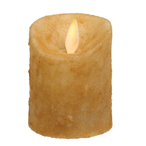 Moving Flame Timer Pillar - 2.5" x 3" - Burnt Ivory