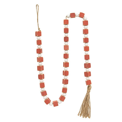 *Square & Round Wood Beaded Garland 47"