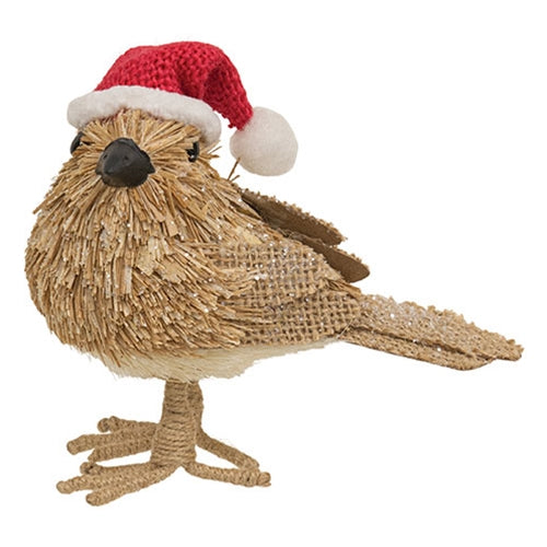 Sisal Bird with Santa Hat