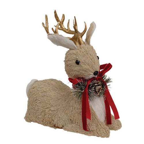 Sisal Laying Reindeer - 8"L