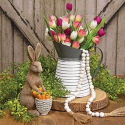 Standing Resin Bunny With Carrot Basket