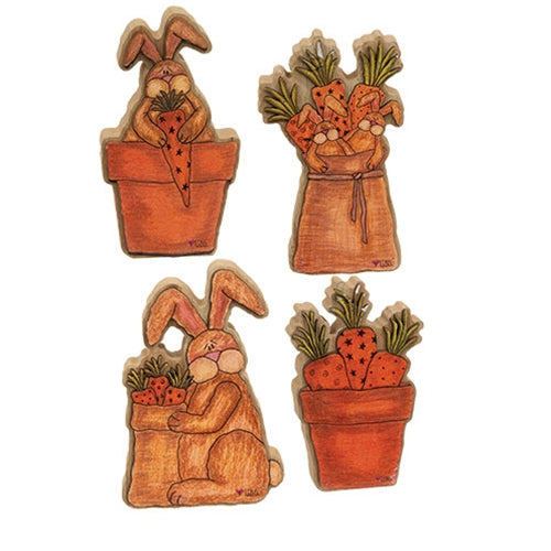 4/Set - Chunky Wooden Whimsy Gathering Wabbit Sitters