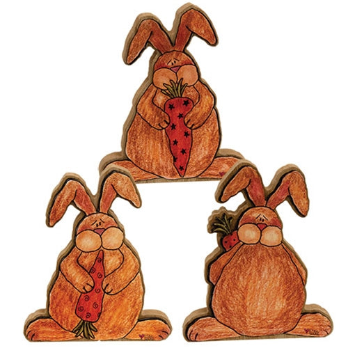 3/Set - Chunky Wooden Whimsy Wabbit Sitters