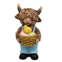Resin Standing Easter Highland Calf - 2 Asstd.