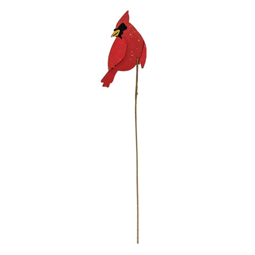 Layered Wooden Left Facing Cardinal Plant Poke - 14"H