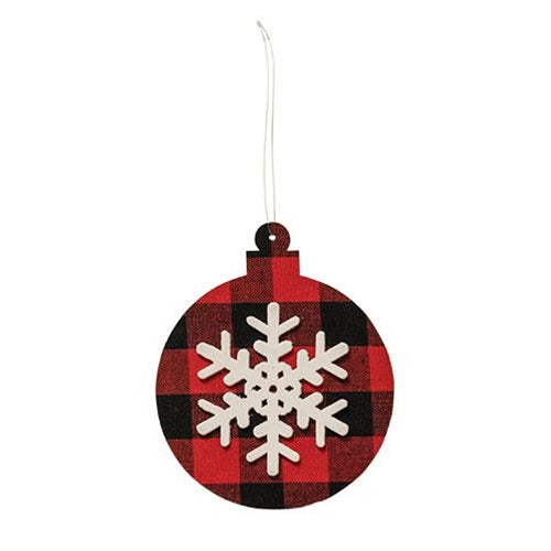 Red/Black Plaid Snowflake Ornament Ball