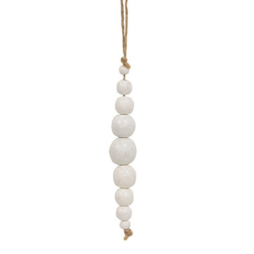 Medium Glittered White Wood Icicle Ornament