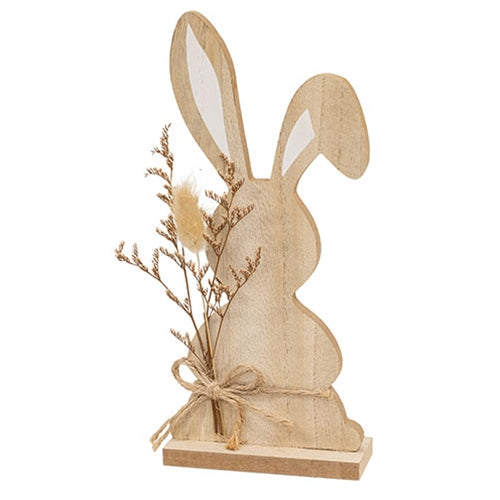 Wood Bunny with Foliage Sitter - 12"H