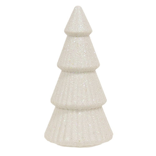 White Glittered Cone Tree - 6"H