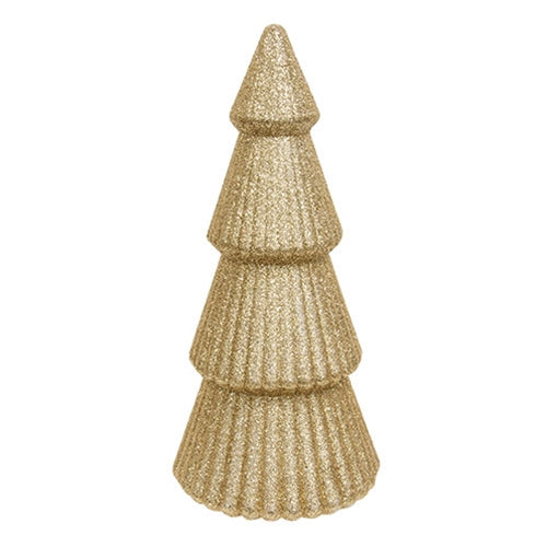 Gold Glittered Cone Tree - 10"H