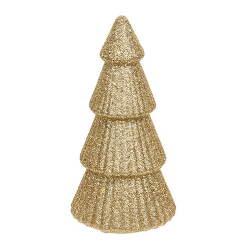 Gold Glittered Cone Tree - 6"H