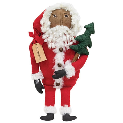 Stuffed Primitive Nicholas Doll With Tree