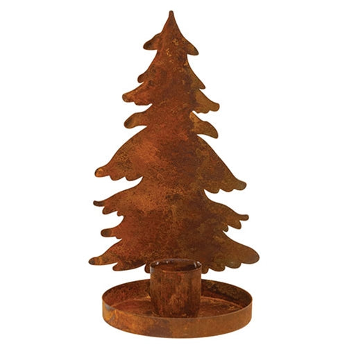 Rusty Christmas Tree Taper Holder - 5.5"