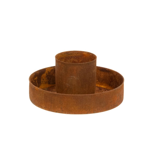 Rusty Metal Round Taper Holder - 2.25"W