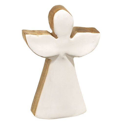 Wood and Enamel Angel Silhouette Block - 4"H