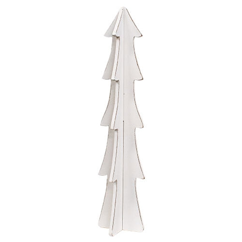 White Wooden Dimensional Christmas Tree - 19 In H