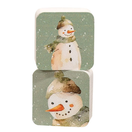 Winter Forest Watercolor Snowman Block - 2 In Sq - 2 Asstd