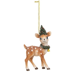 Resin Christmas Greenery Fawn Ornament - 2 Asstd.