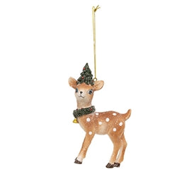 Resin Christmas Greenery Fawn Ornament - 2 Asstd.