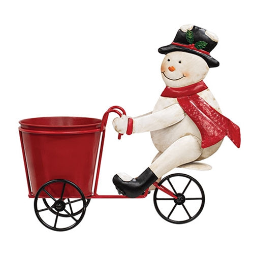 Bicycle Snowman Planter