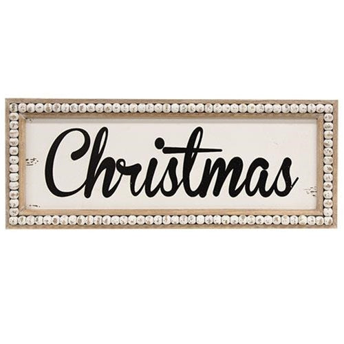 Beaded Distressed Christmas Sign